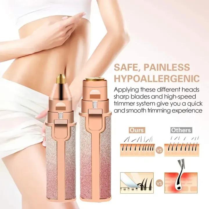 2-in-1 USB Rechargeable Eyebrow & Facial Hair Trimmer for Women – Painless Electric Trimmer