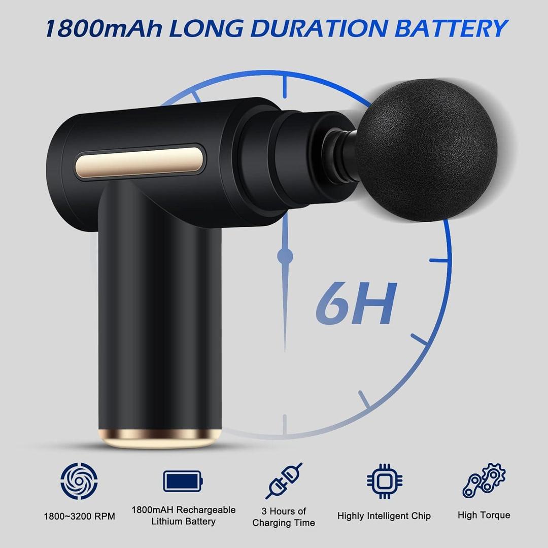 Mini Massage Gun – Portable Deep Tissue Muscle Massager with 4 Interchangeable Heads