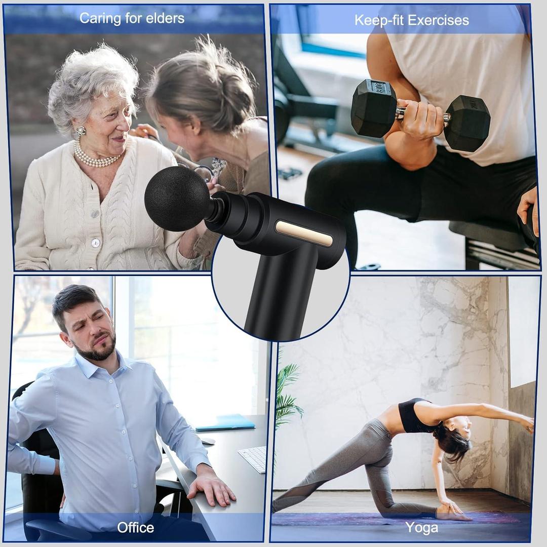 Mini Massage Gun – Portable Deep Tissue Muscle Massager with 4 Interchangeable Heads
