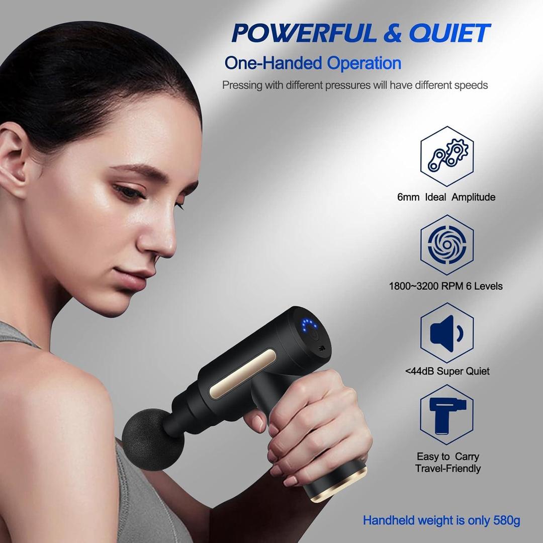 Mini Massage Gun – Portable Deep Tissue Muscle Massager with 4 Interchangeable Heads
