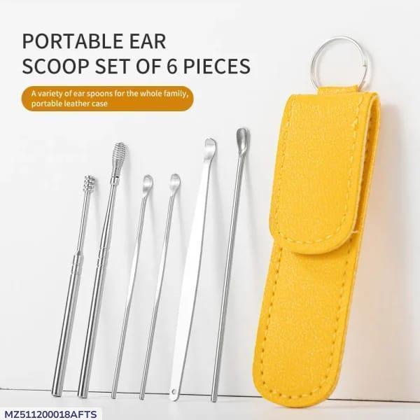 Stainless Steel Ear Cleaning Tool Set – 6 Pcs Earwax Remover Kit with Storage Case
