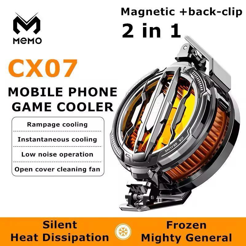MEMO CX07 Mobile Phone Gaming Cooler – 2-in-1 Magnetic Back-Clip Cooling Fan