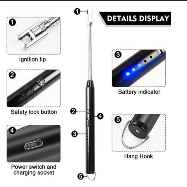 USB Rechargeable Flexible Electric Arc Lighter for Kitchen & BBQ