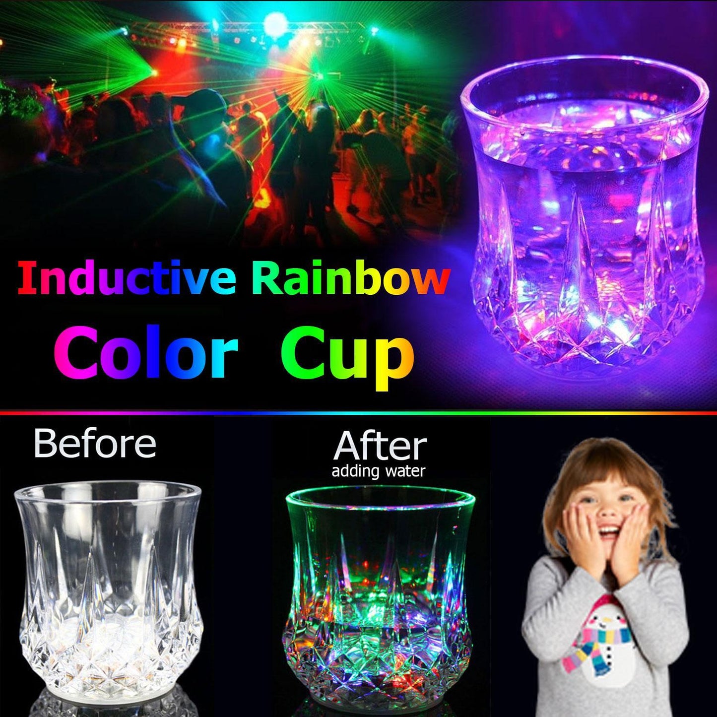 Single pcs - Lighting glass Led Flashing Water