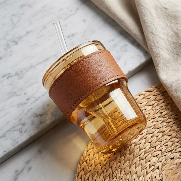 Amber Glass Coffee Tumbler