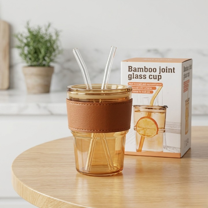 Amber Glass Coffee Tumbler
