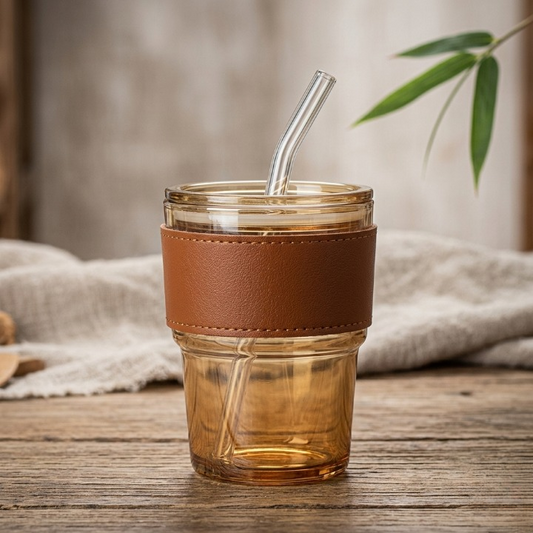 Amber Glass Coffee Tumbler