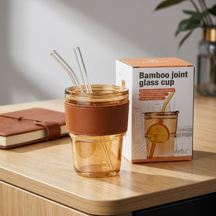 Amber Glass Coffee Tumbler