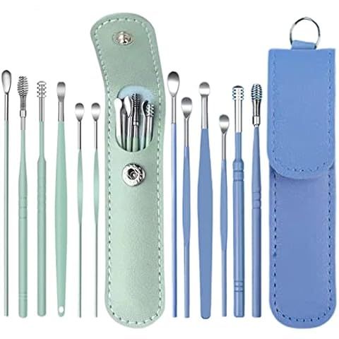 Stainless Steel Ear Cleaning Tool Set – 6 Pcs Earwax Remover Kit with Storage Case