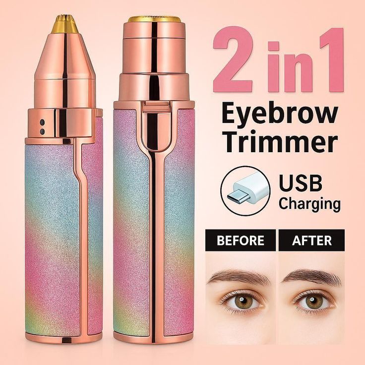 2-in-1 USB Rechargeable Eyebrow & Facial Hair Trimmer for Women – Painless Electric Trimmer