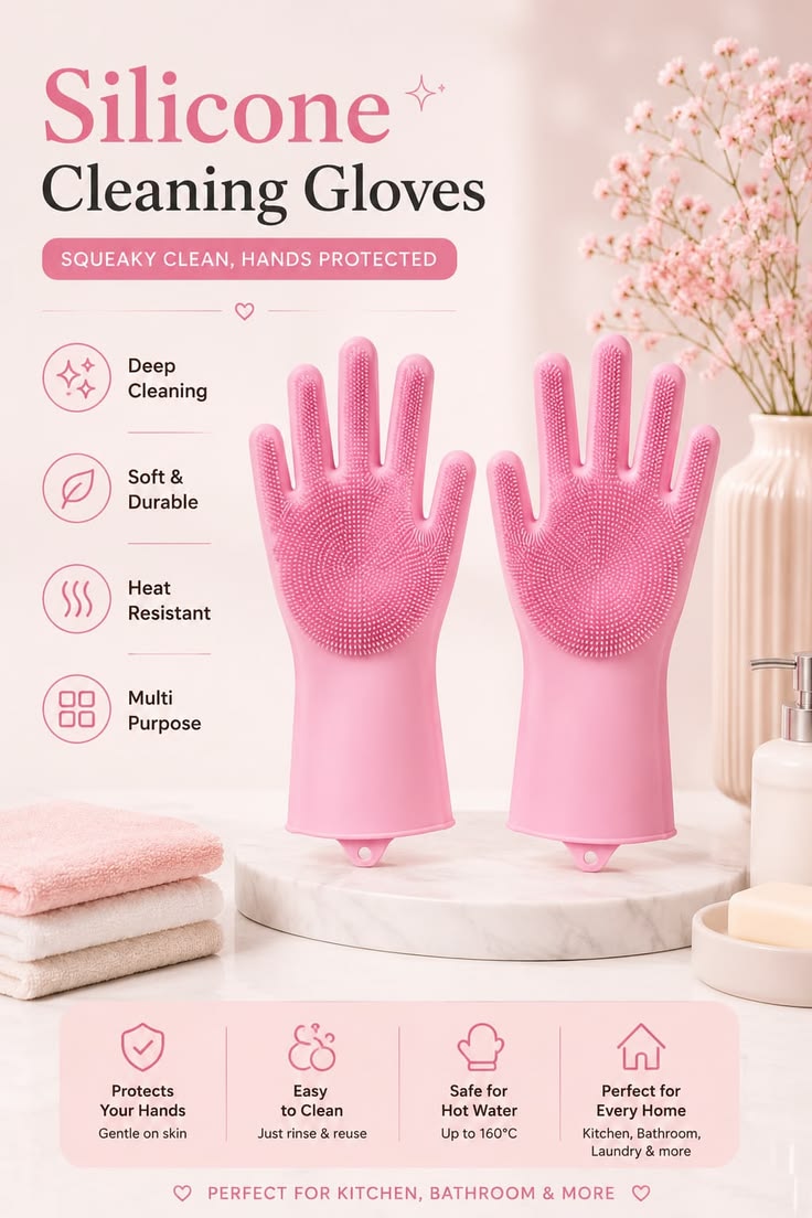 Silicone Dishwashing Cleaning Gloves | Reusable Magic Scrubbing Gloves