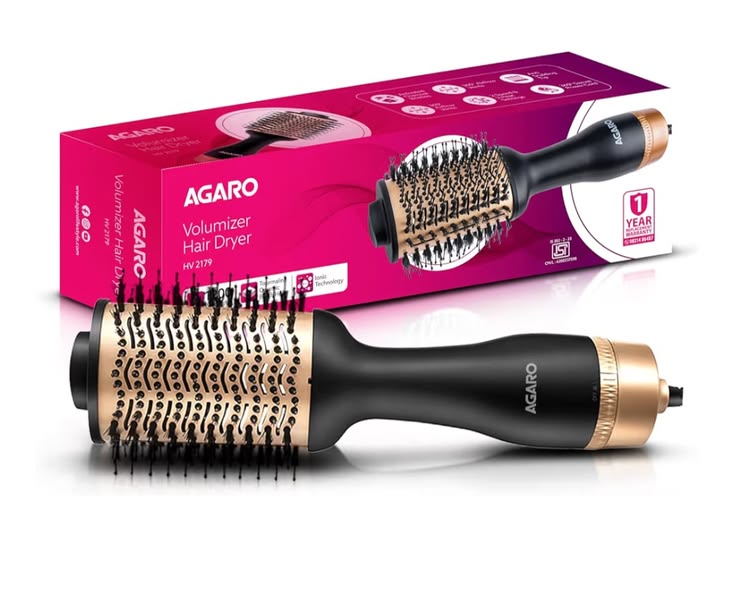 Hot Air Volumizer Brush – 3-in-1 Hair Dryer & Styler with Ionic Technology