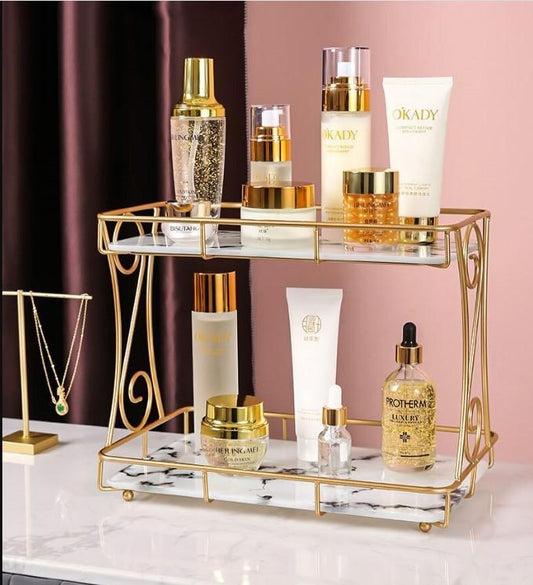 Golden Double Layer Makeup Rack