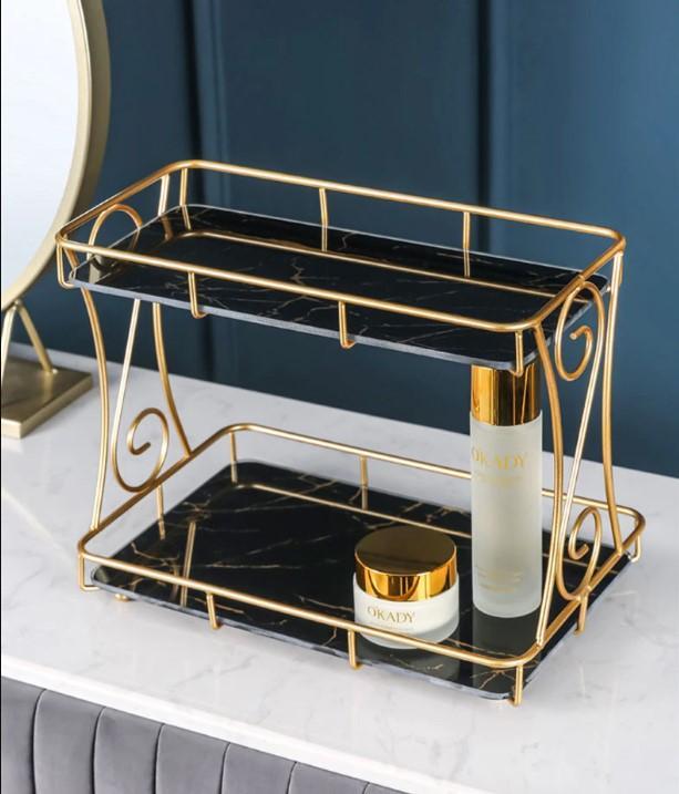 Golden Double Layer Makeup Rack