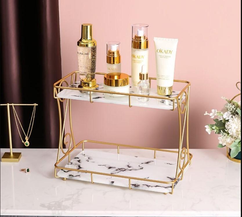 Golden Double Layer Makeup Rack