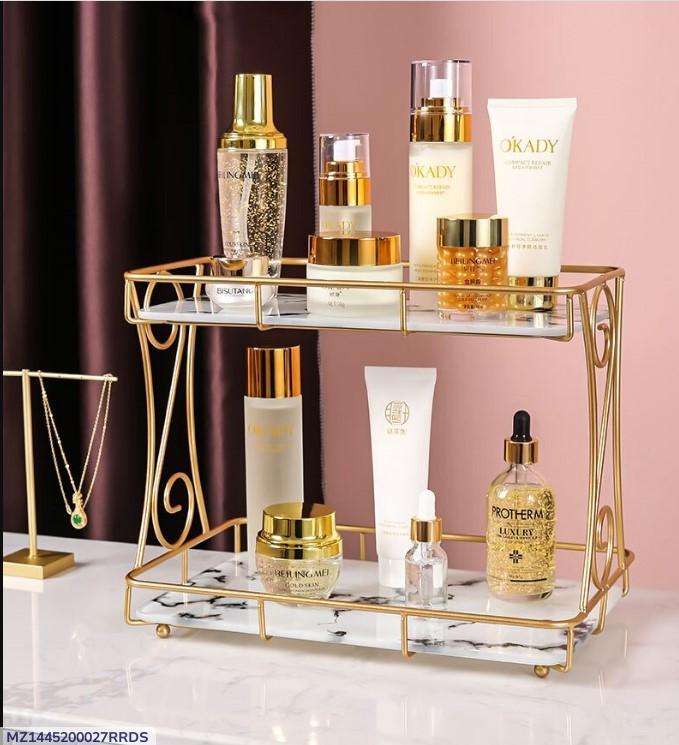 Golden Double Layer Makeup Rack