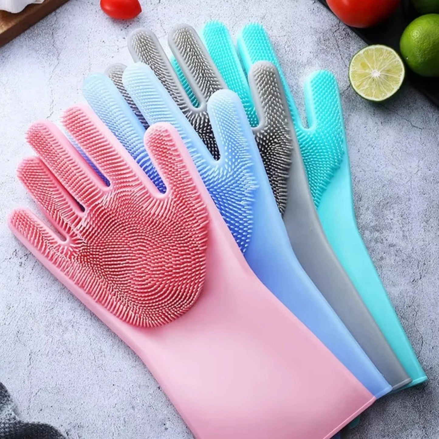 Silicone Dishwashing Cleaning Gloves | Reusable Magic Scrubbing Gloves