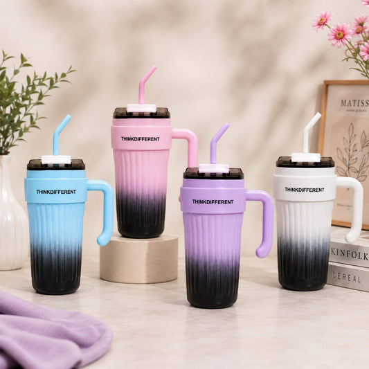 750ml 40oz Insulated Travel Tumbler with Handle & Straw | Stainless Steel Vacuum Cup