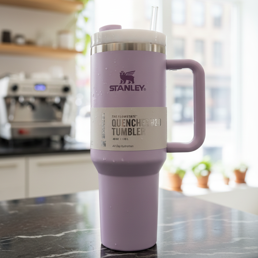 1200ml Vacuum Insulated Travel Tumbler with Handle & Straw | Stainless Steel Thermal Mug
