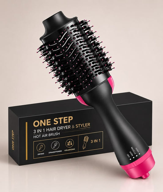 Hot Air Volumizer Brush – 3-in-1 Hair Dryer & Styler with Ionic Technology